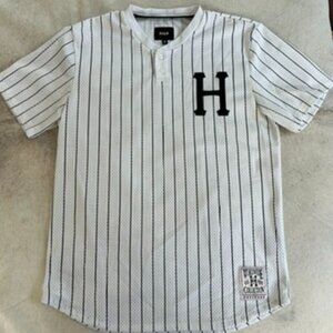 Huf Worldwide Baseball Jersey Black and White Stripe